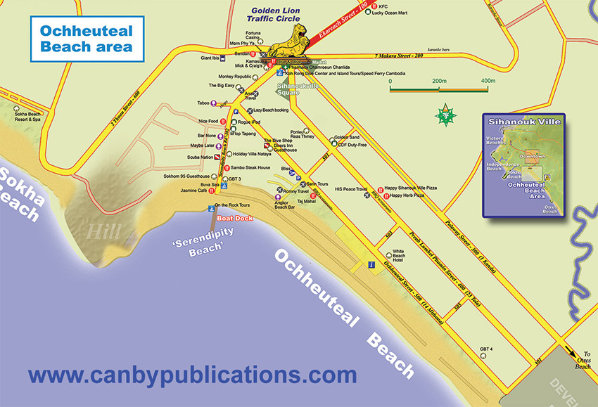 Ochheuteal Beach, Sihanoukville, Cambodia Map